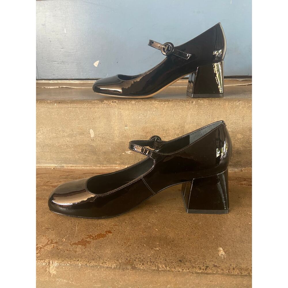 Marc Fisher black patent block heel mary jane style pump - Picture 3 of 8